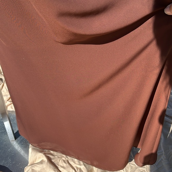 NWOT Bella by VENUS Maxi Gown- brown  chiffon one shoulder Sz 12- Gorgeous - Picture 3 of 11